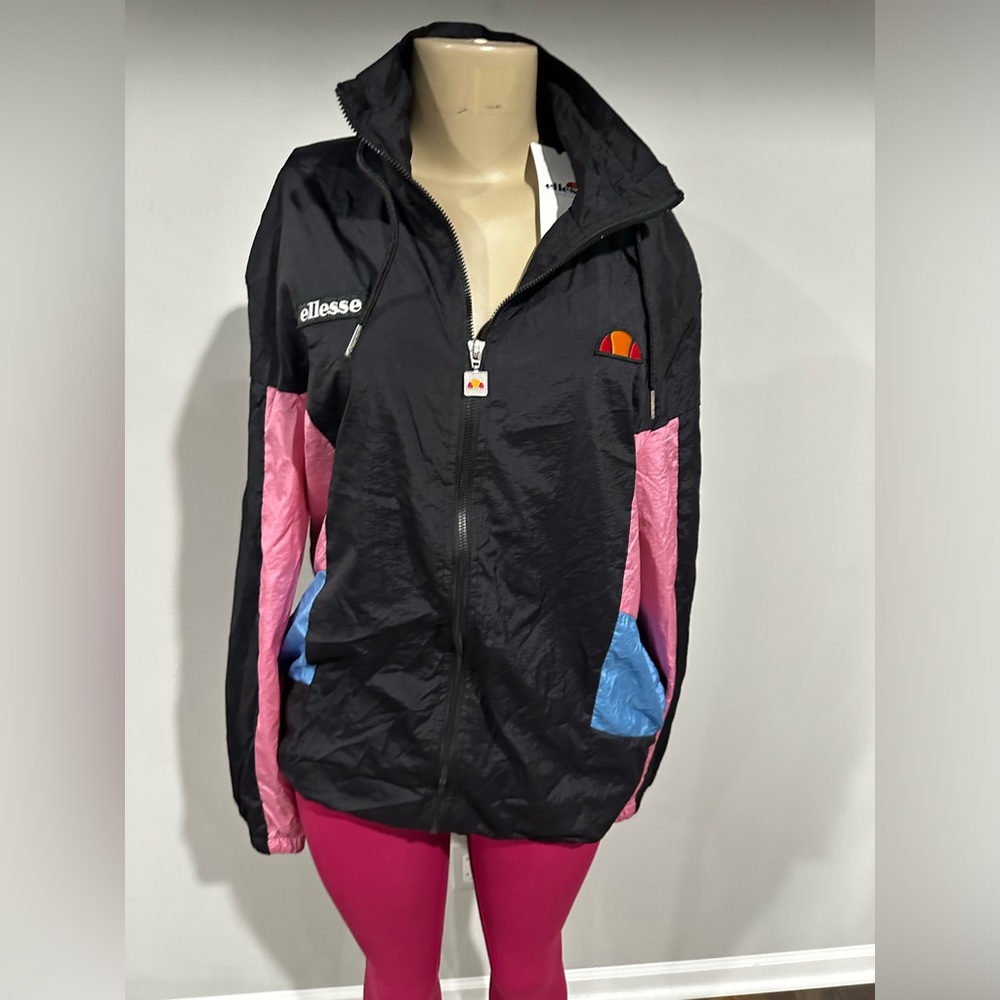 Ellesse Jacket Size Medium Retro Windbreaker Bomber Soft shell Pink New Tags
